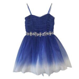 Y2K Deb Blue Ombre Tulle Homecoming Dress Size 7/8 Cocktail Party Formal‎ Flirty